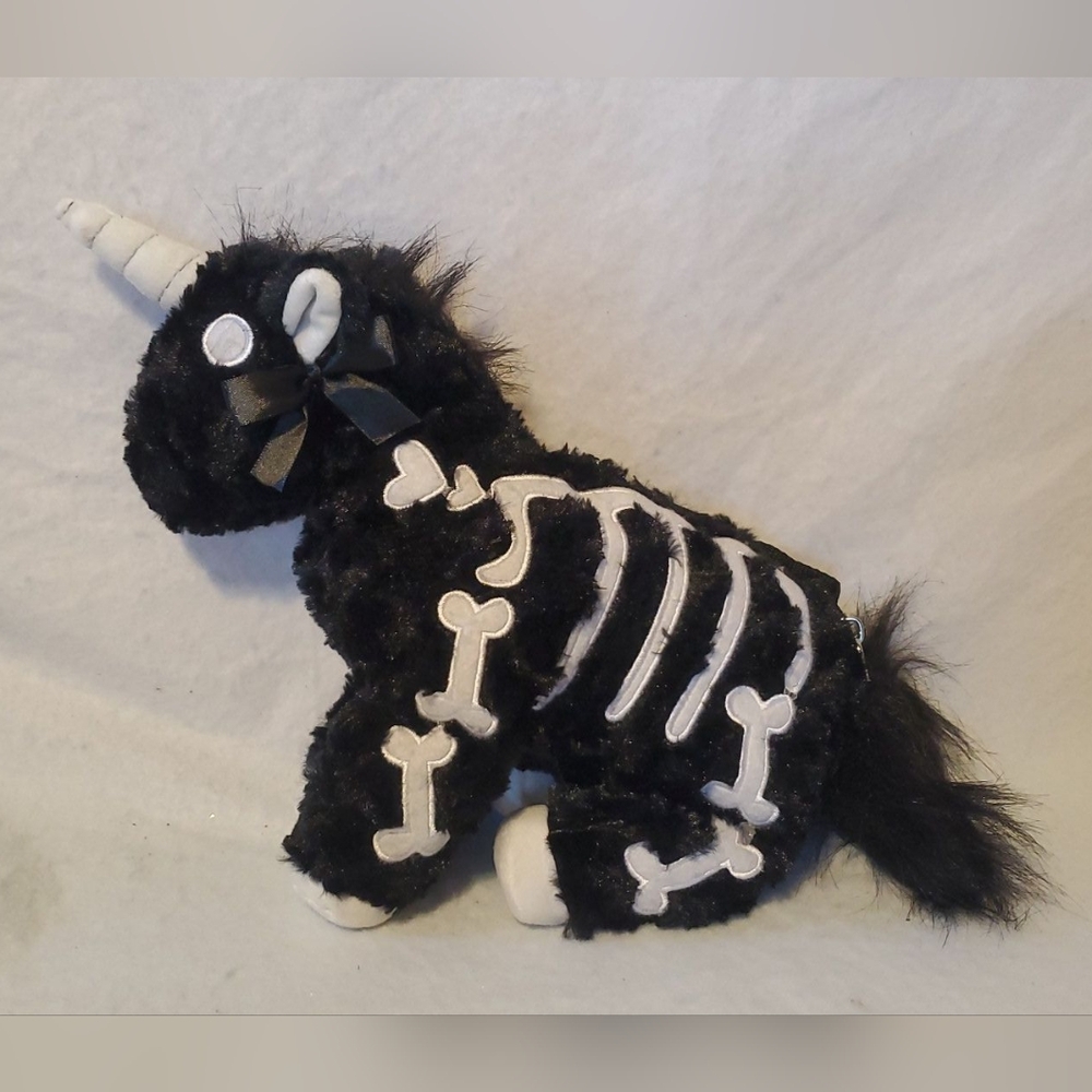 plush black unicorn Skeleton purse handbag